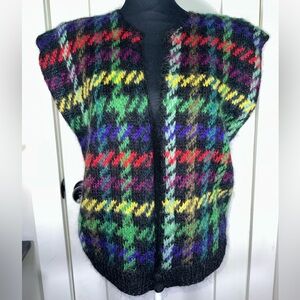 Vintage Mohair & Wool Houndstooth Patterned Women's Sweater Vest NWT
